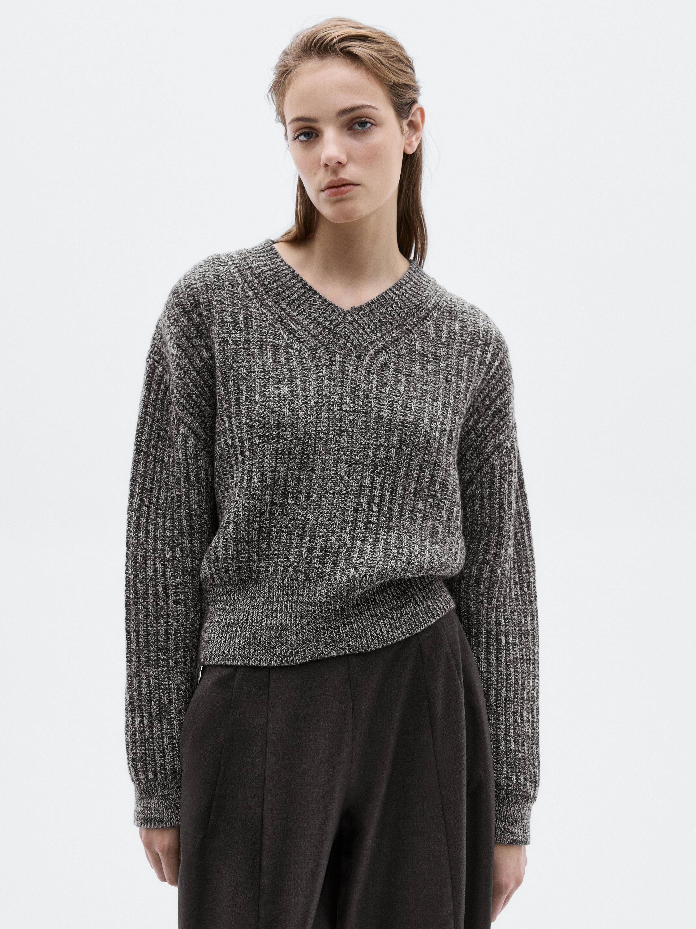 Flecked knit sweater 100% wool - LIMITED